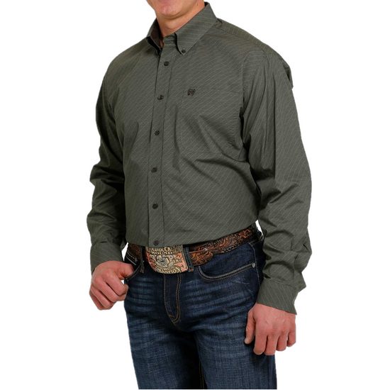 Cinch® Men's Green Checkered Print Button Down Shirt MTW1105488