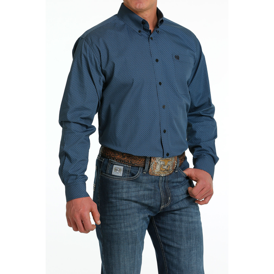 Cinch® Men's Diamond Printed Blue Button Down Shirt MTW1105510
