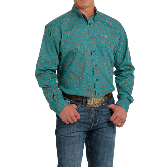 Cinch® Men's Teal Floral Geometric Button Down Shirt MTW1105558