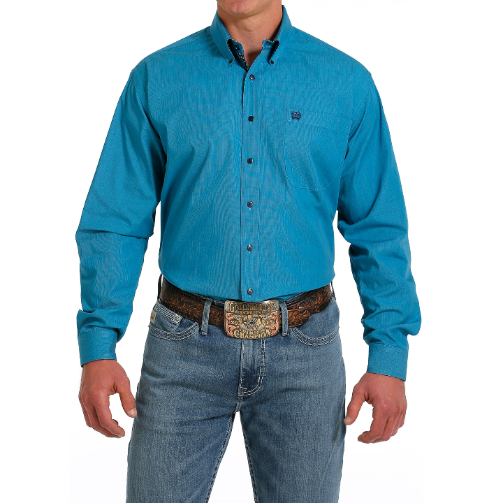 Cinch® Men's Micro-Stripe Turquoise Button Down Shirt MTW1105564