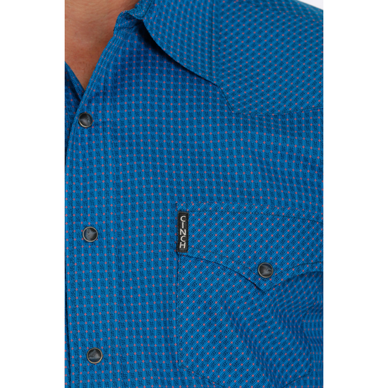 Cinch® Men's Blue Checkered Modern Fit Snap Down Shirt MTW1303059