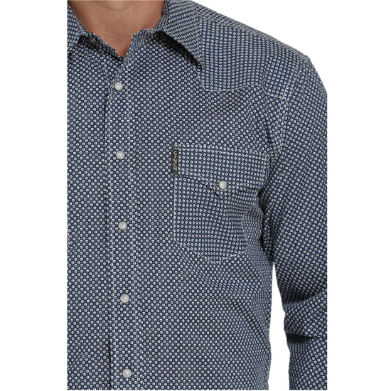 Cinch® Men's Blue Geometric Button Down Shirt MTW1303061