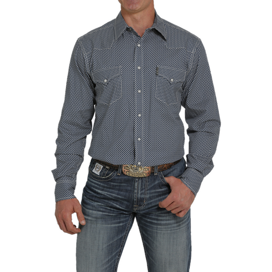 Cinch® Men's Blue Geometric Button Down Shirt MTW1303061
