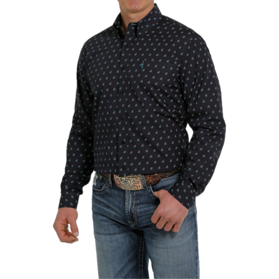 Cinch® Men's Navy Printed Long Sleeve Button Down Shirt MTW1347045