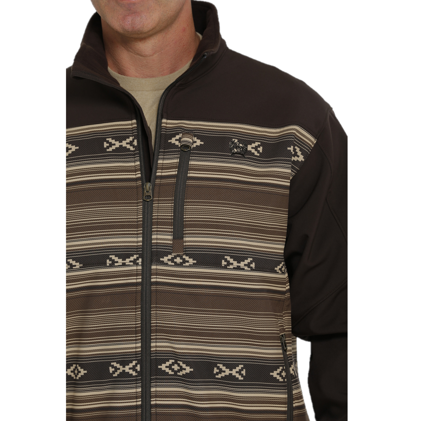 Cinch® Men's Aztec Printed Brown Bonded Softshell Jacket MWJ1583002