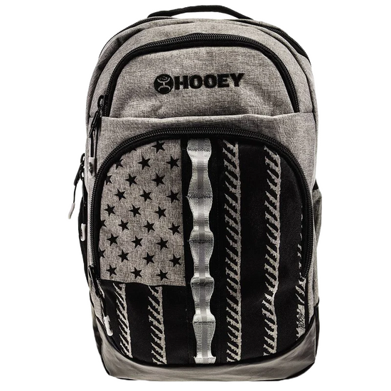 Hooey "Ox" Flag Pattern Grey & Black Backpack BP044GYBK