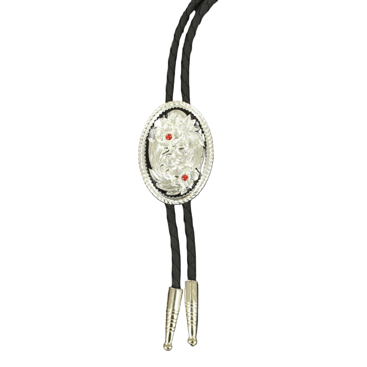 M&F Western Double S Western Sliver With Red Stone Bolo Tie 22614