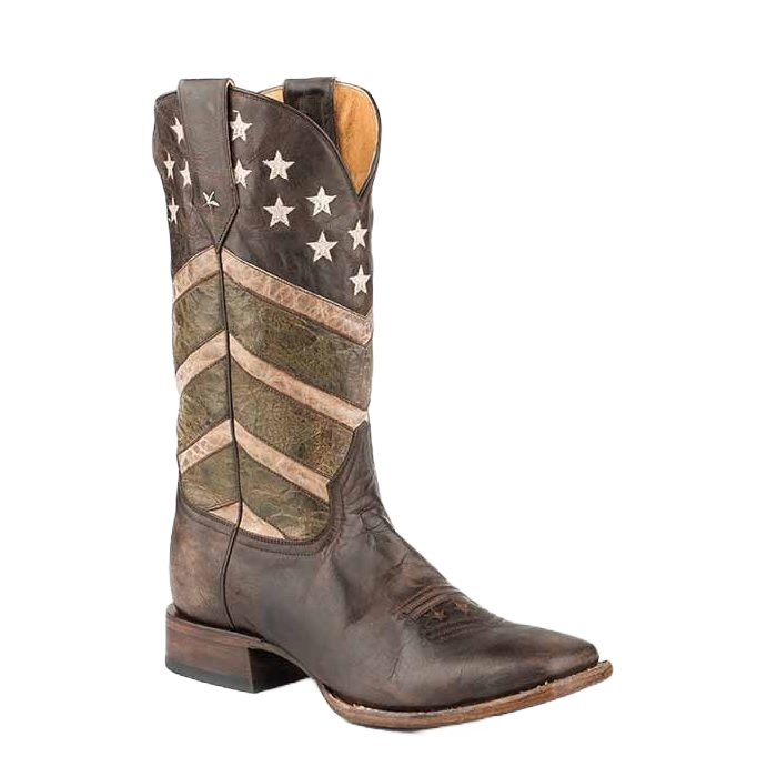 Roper Men's Burnished Army Fatique Brown Flag Boots 09-020-7001-0150 ...