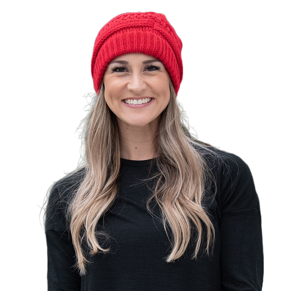 Ashlyn Rose Ladies Snowed In Red Cable Knit Beanie 93389RED