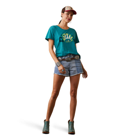 Ariat® Ladies Rainbow Graphic Teal Green T-Shirt 10044608