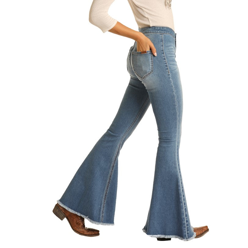 Rock & Roll Denim Women's Seamed Bell Bottom Jeans
