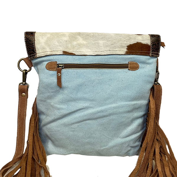 MYRA Crossbody Western Bag Cowhide Fringe Purse Aztec Bag 