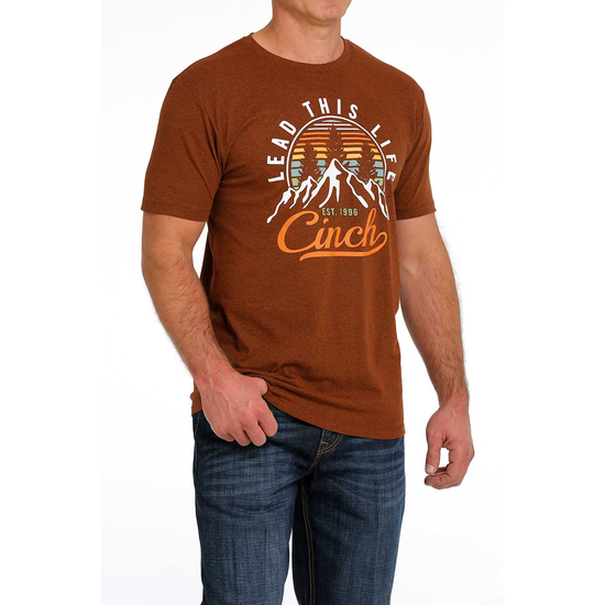 Cinch® Men's 'Lead This Life' Heather Orange Short Sleeve T-Shirt MTT1690522