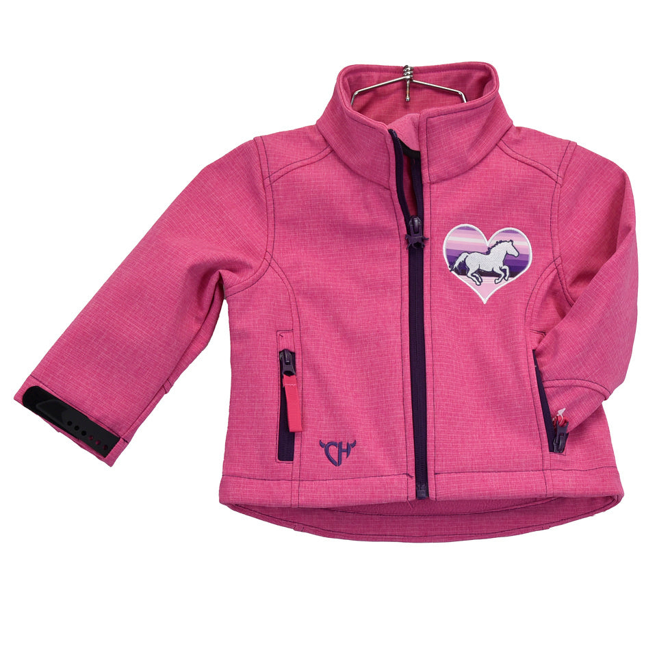 Cowgirl Hardware Girl's Serape Heart Horse Pink Poly Shell Jacket 8922 ...