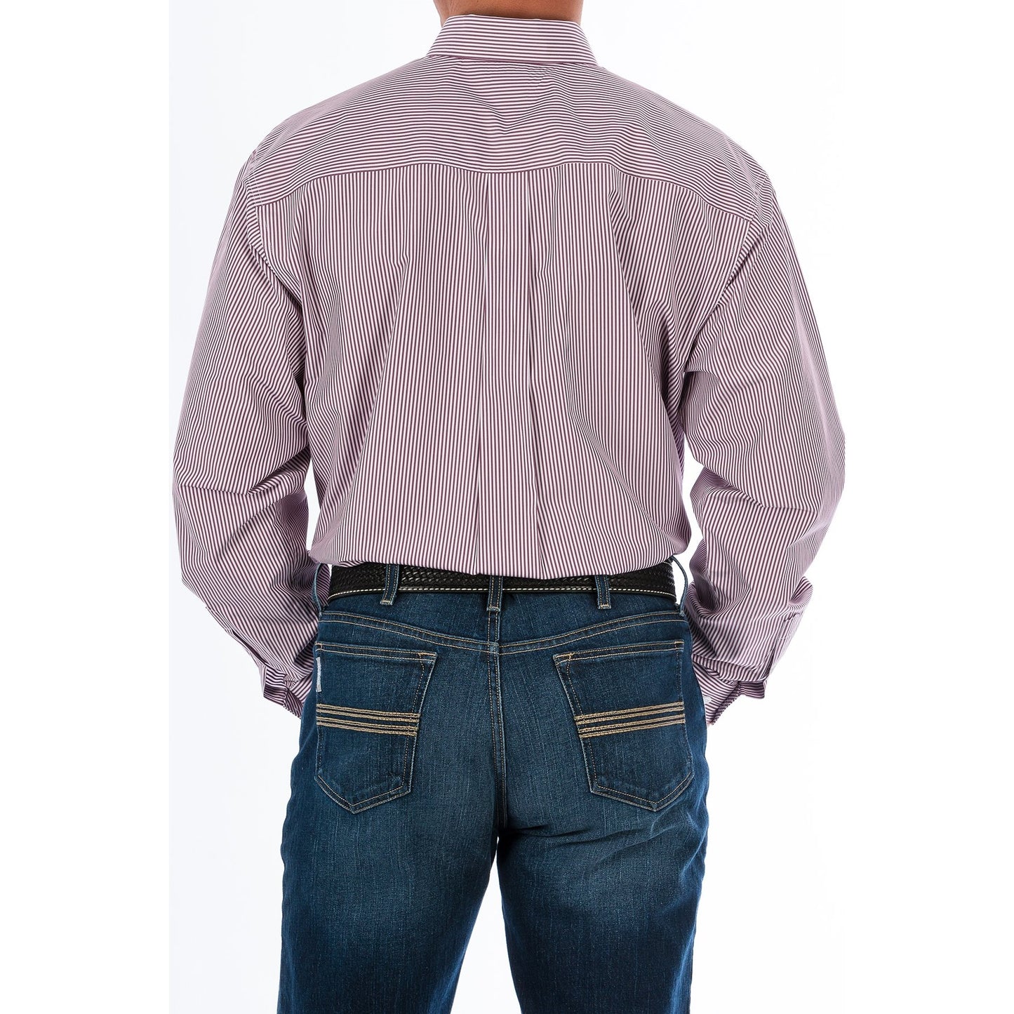 Cinch Men's Tencel Burgundy Stripe Button Down Shirt MTW1104730