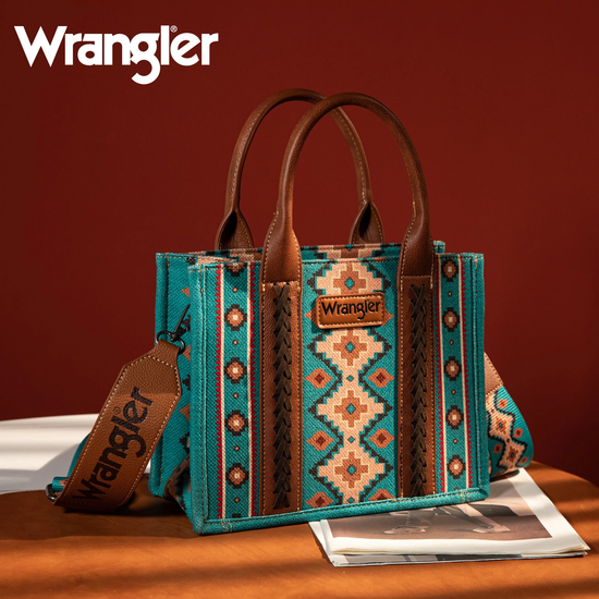 Wrangler Ladies Southwestern Small Turquoise Crossbody Tote Bag WG2203 ...