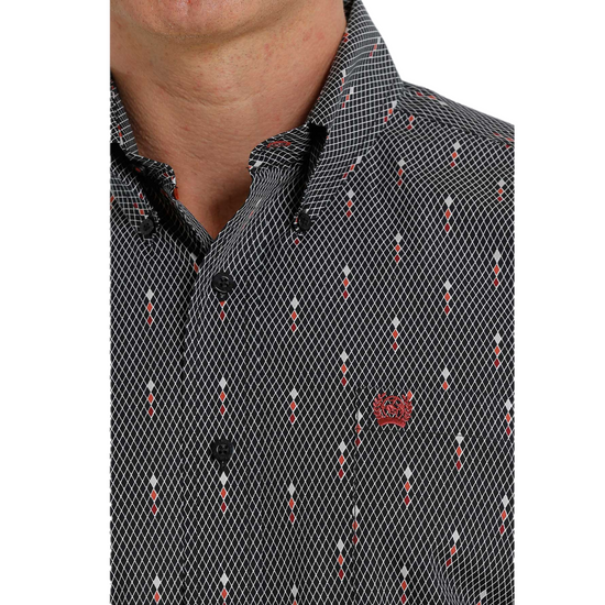 Cinch Men's Diamond Pattern Black Button Down Shirt MTW1105315